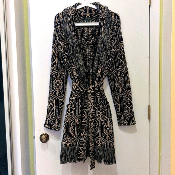 Ralph Lauren Sweaters - Ralph Lauren Sweater Coat Fringe Collar